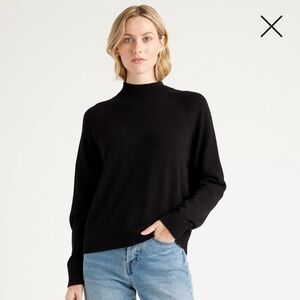 NWT Quince 100% Organic Cotton Mock Neck Sweater Black Medium